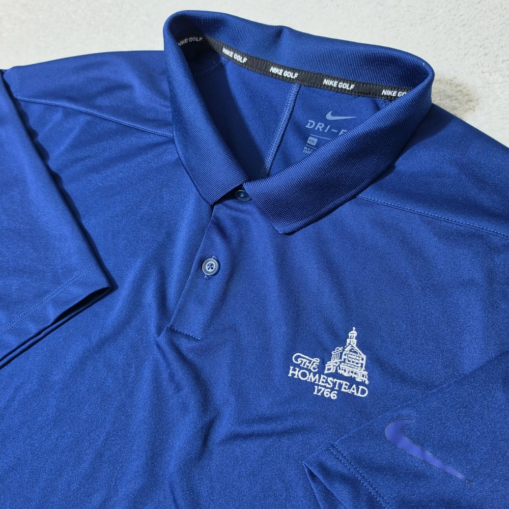 Nike Polo Mens 2XL Blue Golf The Homestead 1766 Dri-FIT 891881-492